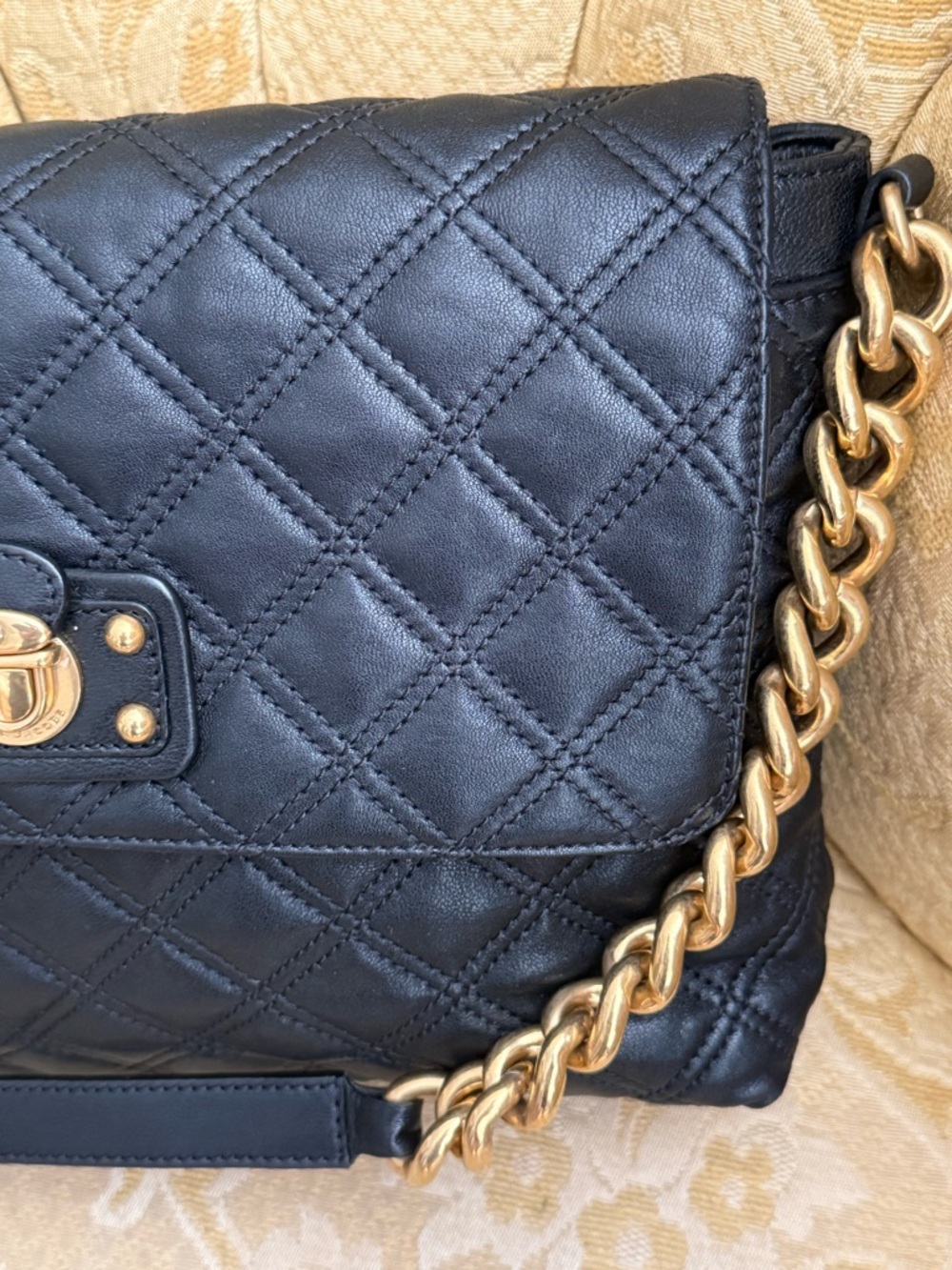 Marc Jacobs Stam Black Quilted Leather Chunky Chain Y2K Shoulder Bag - Picture 9 of 16